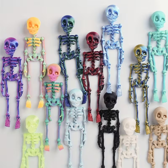 5PCS Colorful 3D Printed Skeleton Refrigerator Magnets - Fun and Vibrant Home Decor