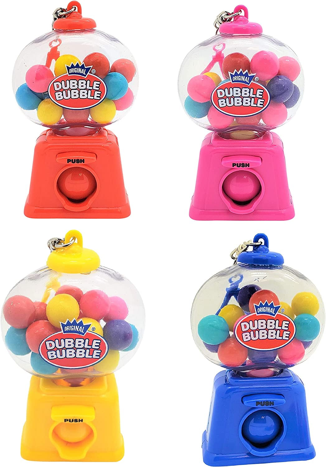 Colorful 4" GUMBALL Dispenser Machine Keychains with Original Gumballs