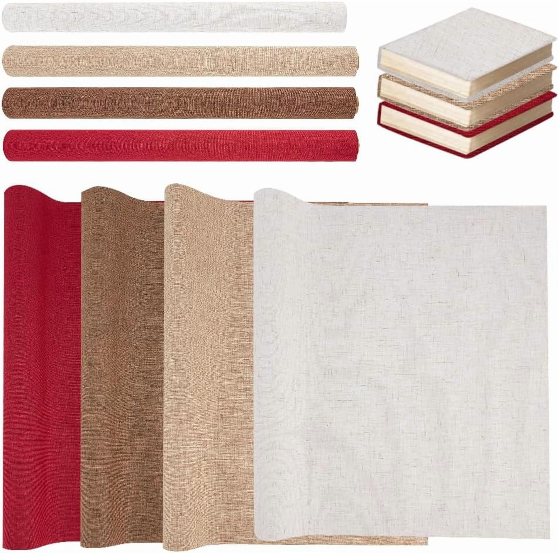 Colorful 4 Sheets 4 Colors Book Binding Cloth 39.4x16.516.9 Inch Polyester Bookcover with Paper Back Protective Cover for Scrapbooking DIY Crafts