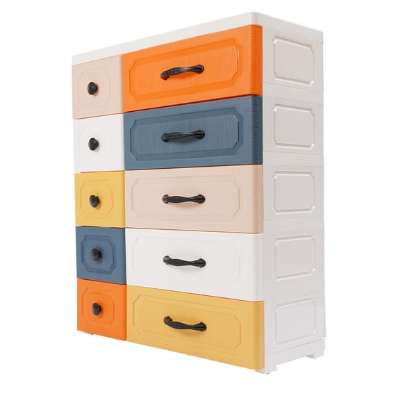 Colorful 5-Layers Storage Box Plastic Closet Drawer Storage Cabinet for Bedroom