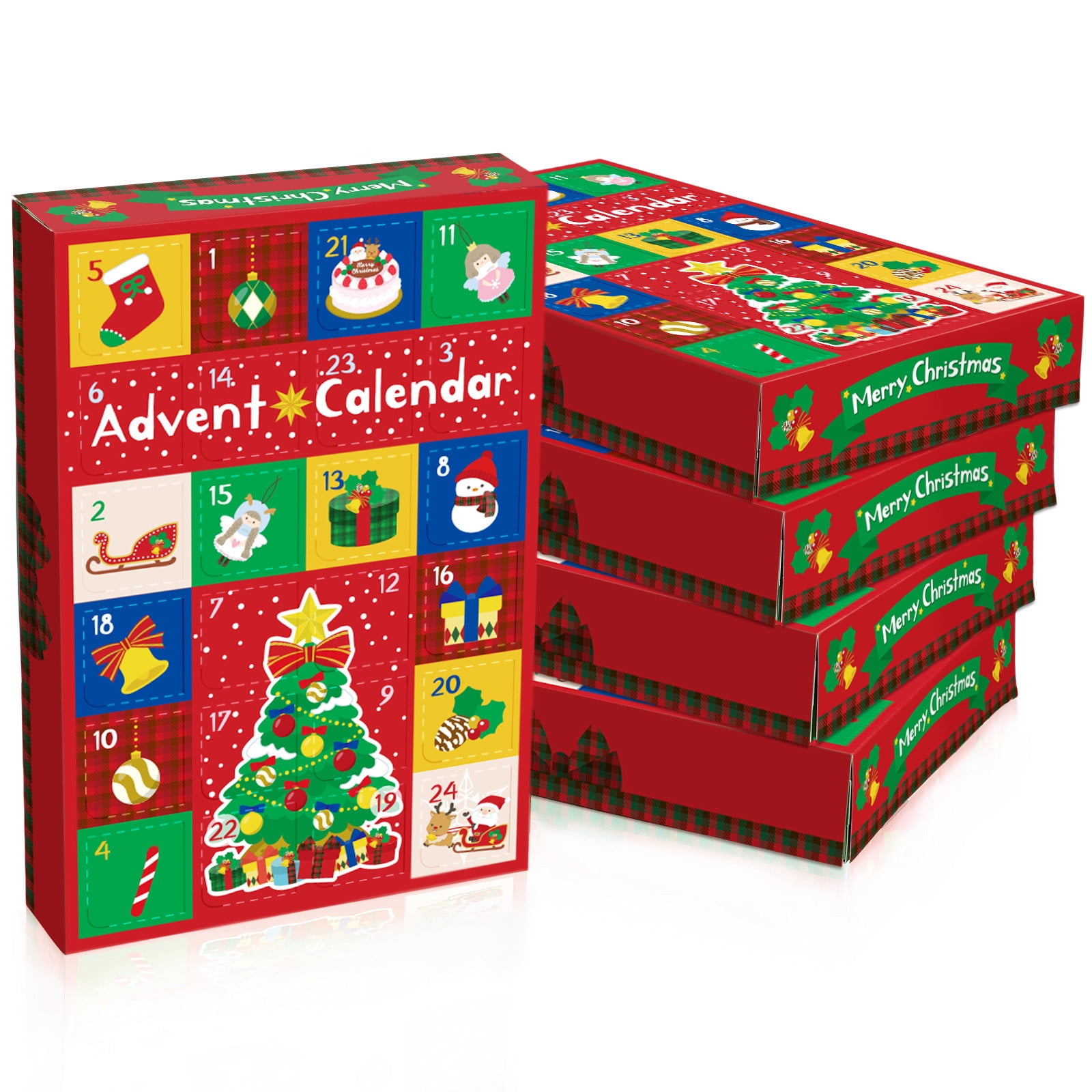 Colorful 5-Pack 24 Grid Christmas Gift Box Poke Countdown Calendar ...