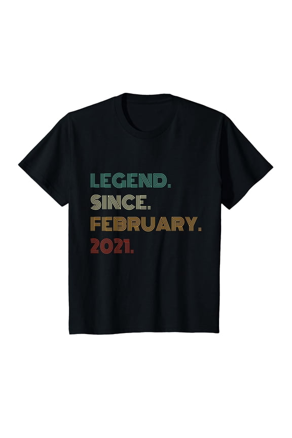 Colorful 5 Years Old Legend Since February 2021 T-Shirt for Fun Birthday Celebrations