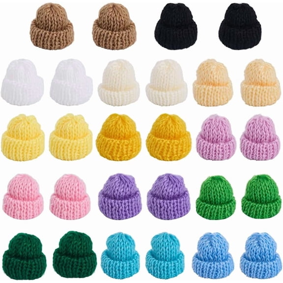 Colorful 56Pcs 14 Colors Mini Knit Hats Mini Knitting Hats Mini Santa Hats Xmas Small Knitted Hat Tiny Craft Hat Miniature Hats for Christmas Ornaments DIY Art Crafts Hair Accessories Decoration