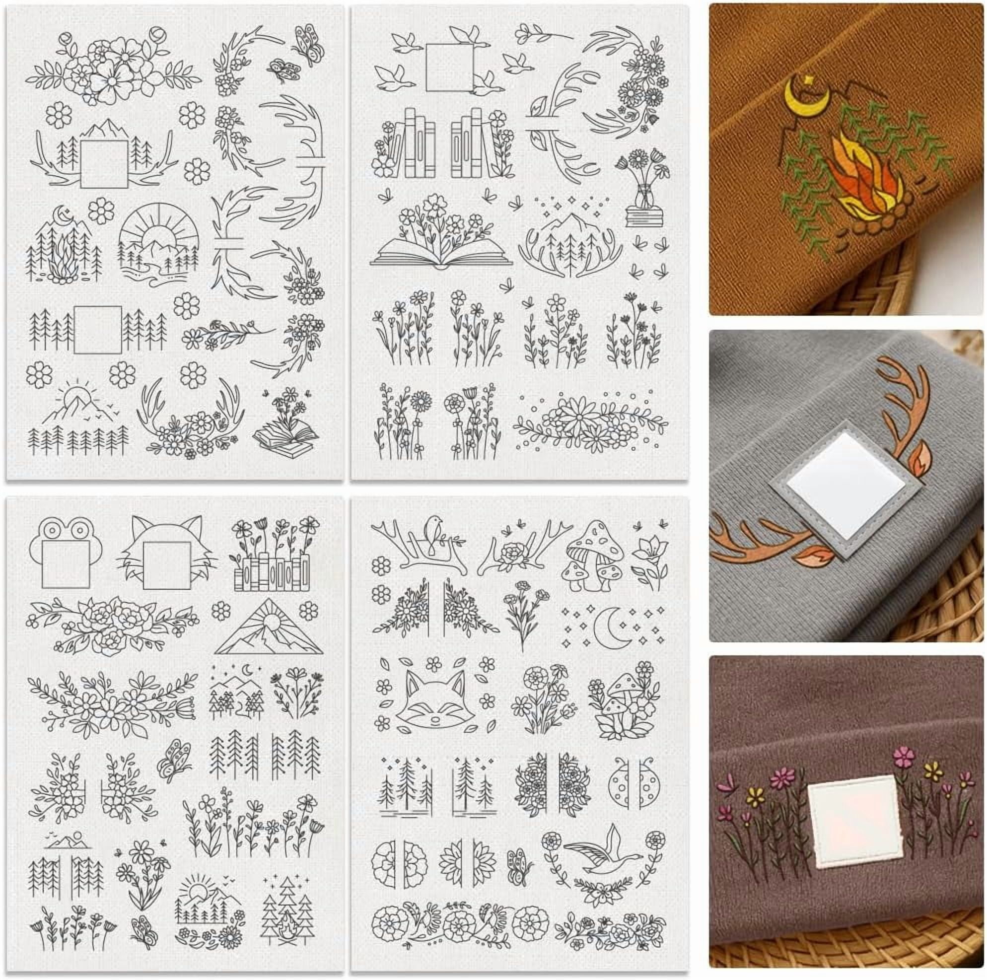 Colorful 56Pcs Mountain Flower Vine Embroidery Pattern Stabilizer  8.3\, image size:1988x1974