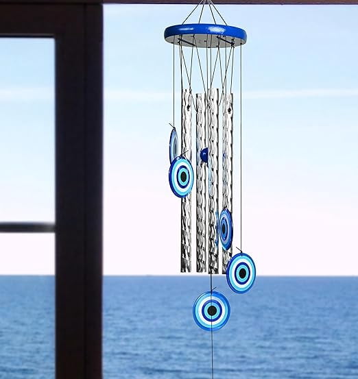 Colorful 6 Pipe Wind Chimes Positive Energy for Wall Hanging, Home Décor, Living Room, Balcony & Garden Indoor and Outdoor Use Peaceful Soothing Sound Housewarming Gift 38 Inch