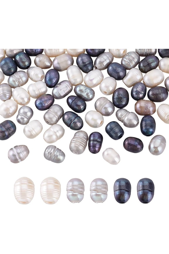 Colorful 60Pcs Natural Pearl Beads 3 Colors Natural Cultured Freshwater Pearls Irregular Pearl Beads Baroque Keshi Pearls Rice Bead for Necklace Earrin Bracelets Jewelry Making Hole:1.8mm