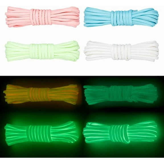 Colorful 66 Feet/20M 4 Colors Glow in The Dark Paracord Parachute Cord Bracelet Kit 4mm Polyester Multifunction Luminous Survival Climbing Paracords Lanyard Rope for Hiking DIY Craft Project Supplies
