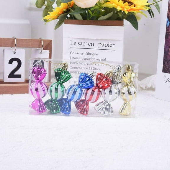 Colorful 6Pcs Candy Christmas Tree Ornaments, Sweet-Themed Ball Set For Holiday Decor, Hanging Decoration To Add A Playful And Colorful Touch To Your Christmas Tree