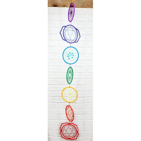 Colorful 7 Chakra Symbols Zone Colors Dreamcatcher Yoga Wall Decor Mobile