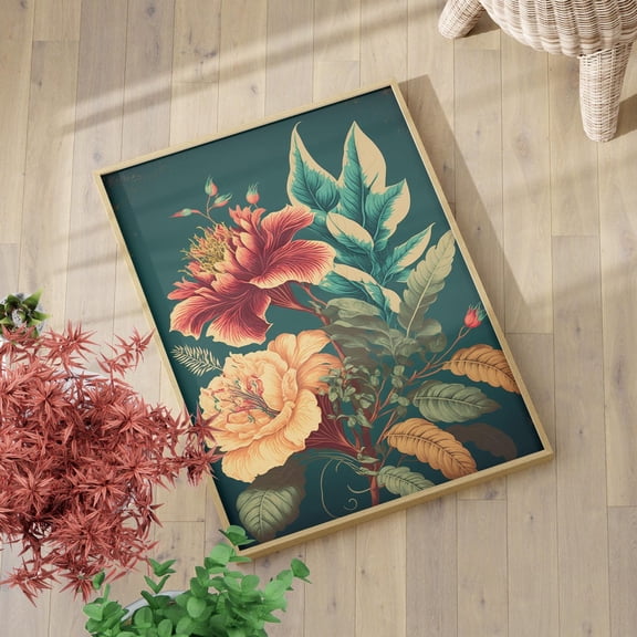 Colorful 80s Botanical Wall Art, Retro Floral Home Decor, Unframed Paper Print Size 16x24