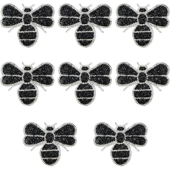 Colorful 8Pcs Bees Iron on Patches Bling Rhinestone Patches Hot Melt Adhesive Iron on Rhinestone Applique Decoration Patche for Sewing Craft Decoration Clothing Repair DIY Accessories