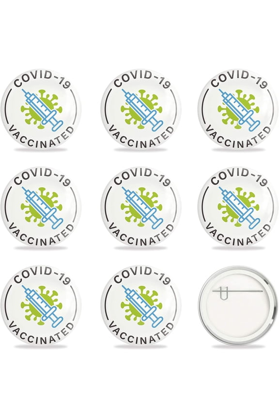 Colorful 9 Pcs Vaccine Button Pins Covid-19 Vaccinated Buttons for Men's/Women's Brooches or Doctors Nurses Hospitals 2-1/4 Inch