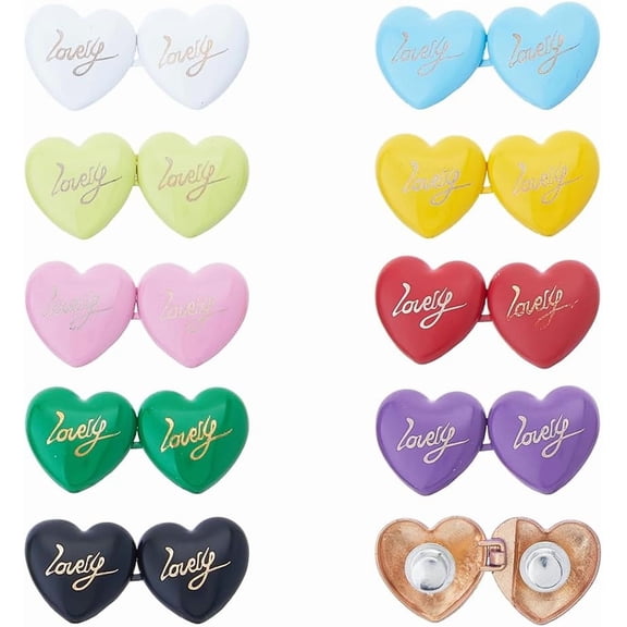 Colorful 9 Sets Jeans Pants Clips Pant Waist Tightener Heart Adjustable Waist Buckle Jeans Button Pins No Sewing Waistband Extenders for Pants Loose Jeans Skirts Dresses