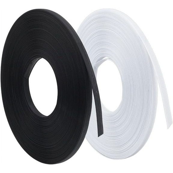 Colorful 90 Yards 2 Colors Polyester Boning 0.37 Inch Horsehair Braid Crinoline for Sewing Wedding Dress Fabric DIY Sewing Supplies Black and White Colorful DIY