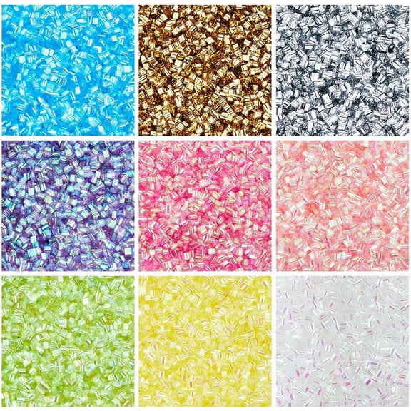 Colorful 90G 9 Colors Crispy Bingsu Beads for Slime Iridescent Soft Straw Tube Beads 3D Glitter Plastic Beads Assortment Crunchy Slime Microbeads Supplies Beads1 Color/Bag