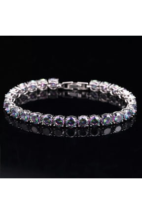 Colorful AAA+ CZ Stone Mystical Rainbow Fire Women Round Tennis Bracelets Bangle