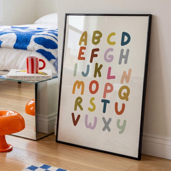 Colorful ABC Learning Wall Art Print, Unframed Paper Poster 24x36in
