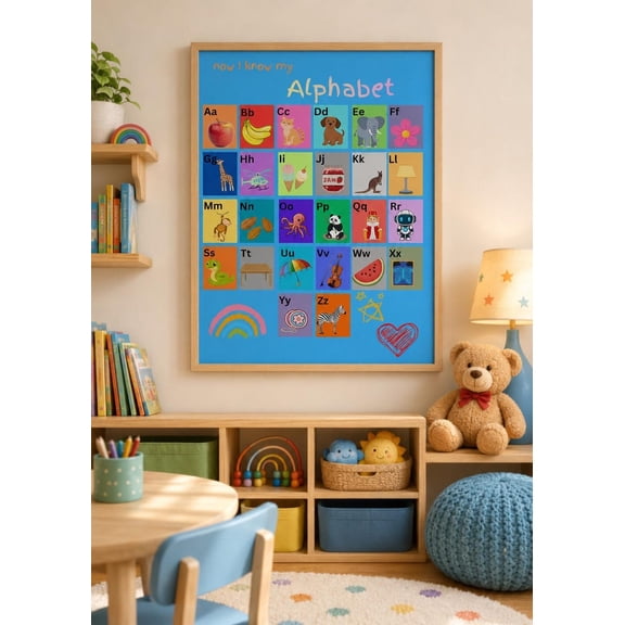 Colorful ABC Learning Wall Art Print, Unframed Paper Poster 8x10in