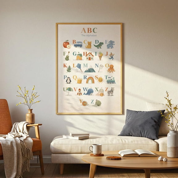 Colorful ABC Nursery Wall Art Unframed Paper Print