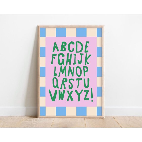 Colorful ABC Print Fun Alphabet Poster Educational Playroom Wall Decoration, Unframed Paper Poster 8x10in