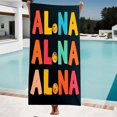 thumbnail image 1 of Colorful ' ALONA ' Pattern Beach Towel - Vibrant Red Yellow Blue Green & Orange Design for Women - Perfect for Pool & Travel, 1 of 6