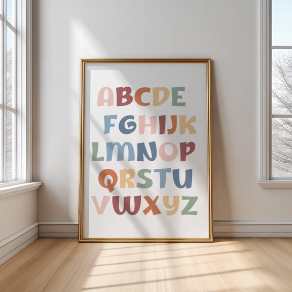 Colorful Abc Poster: Eclectic Nursery Wall Art, Unframed Poster Size 8x12