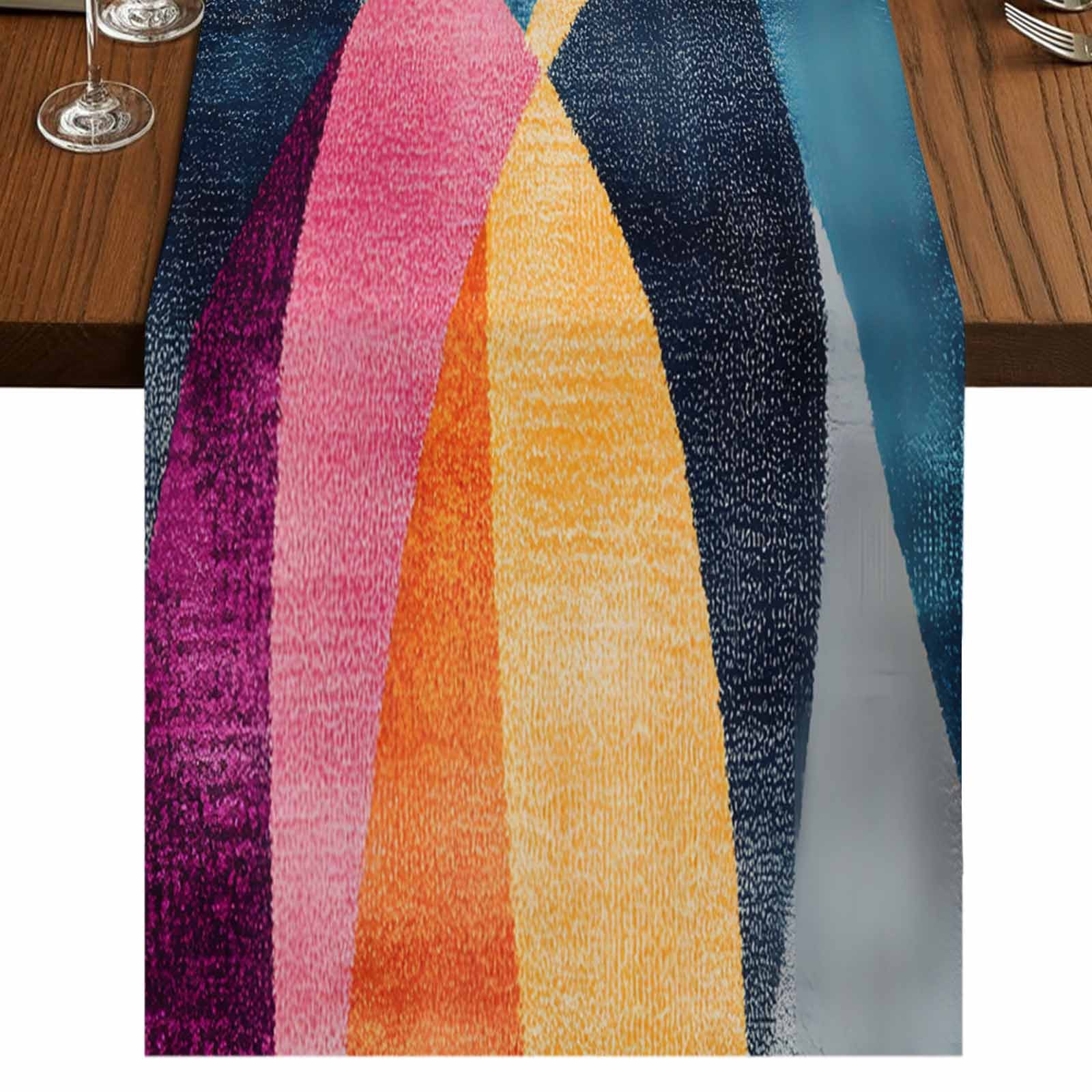 Colorful Abstract 48 Inch Table Runner, Modern Geometric Vintage ...