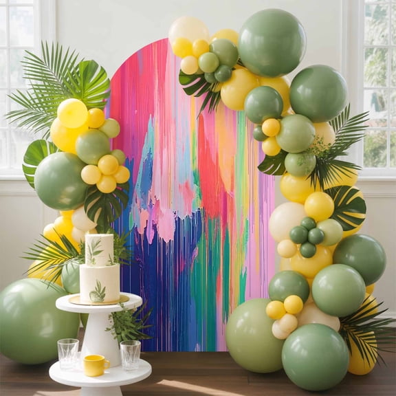 Colorful Abstract Arch Backdrop Cover, 6FT, Multicolor Fantasy Aesthetic Spandex Arch Covers Double-Sided Backdrop for Wedding Birthday Party Photo Background Decoration