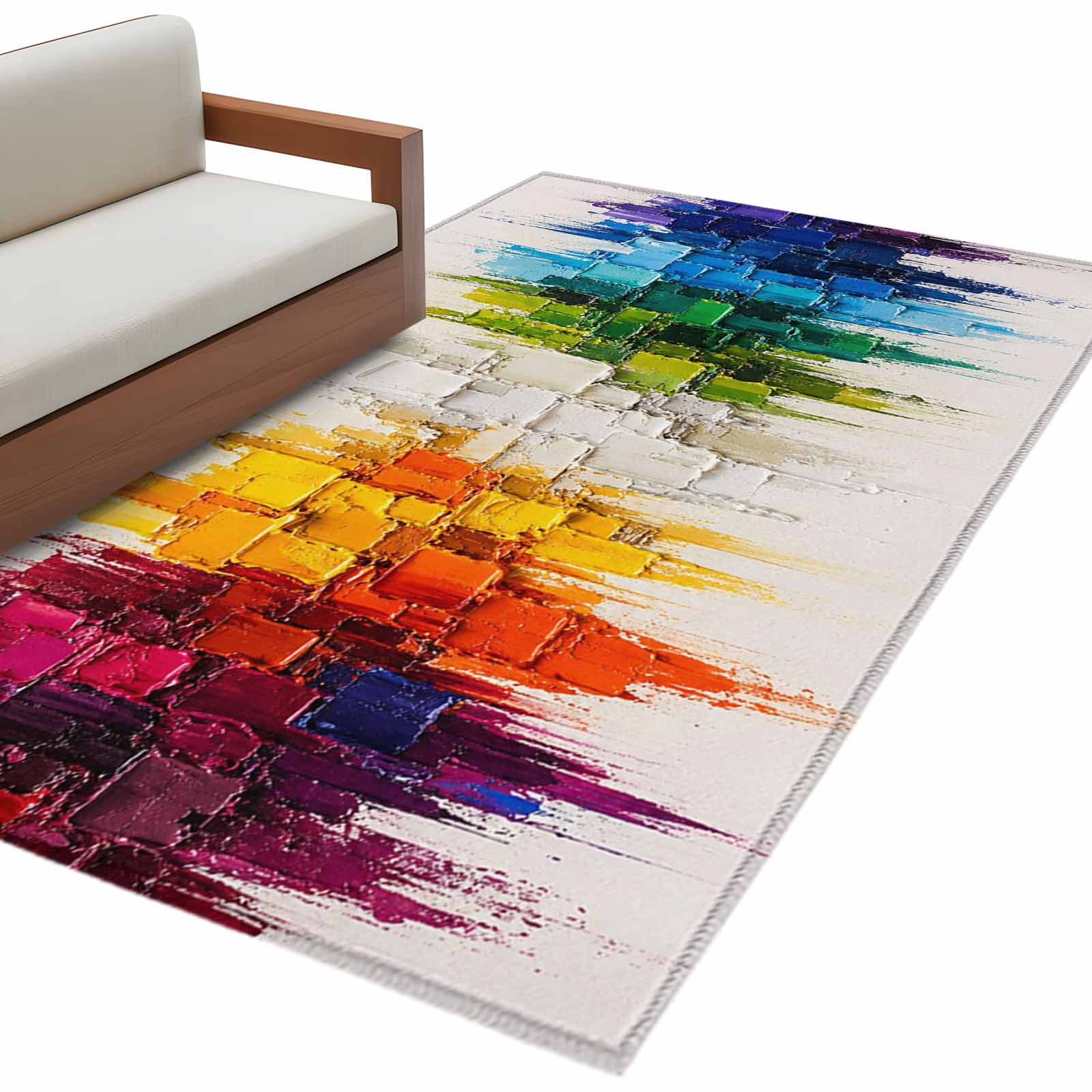 Colorful Abstract Area Rug 4x6 Washable Rug Non Slip Bright Color ...