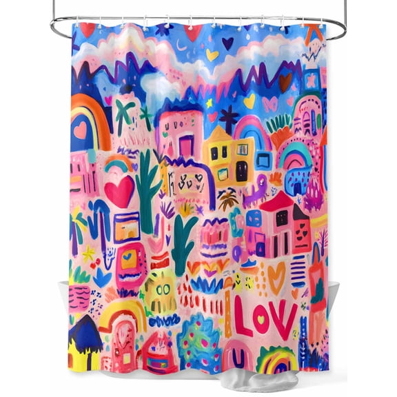 Colorful Abstract Art Shower Curtain Set ，Waterproof Fabric Shower Curtains Graffiti Oil Painted Contemporary Modern Shower Curtains for Bathroom,Bathroom Decor 60"x72"