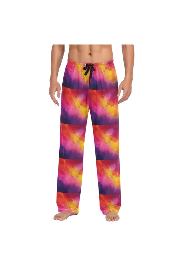 Colorful Abstract Background Mens Pajama Pant Sleep and Lounge Bottons with Pockets