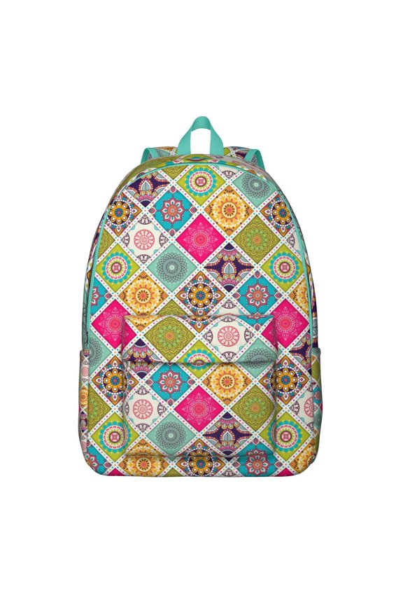 Colorful Abstract Backpack for Women – Oxford Durable Artistic School Bookbag with Comfortable Carrying and Vintage Tribal Influence
