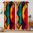 thumbnail image 1 of Colorful Abstract Blackout Window Curtains, Geometric Red Orange Cyan Pattern Aesthetic Art Living Room Bedroom Decor Thermal Curtain Darkening Grommet Window Drapes Treatments, 2 Panels 52x84 Inch, 1 of 6