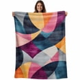 thumbnail image 1 of Colorful Abstract Blanket Soft Cozy Warm Throw Blanket for Couch, Plush Fuzzy Flannel Fleece Blankets for Sofa, Modern Geometric Vintage Bed Blankets Lightweight Gifts for Women, 50"x80", 1 of 9