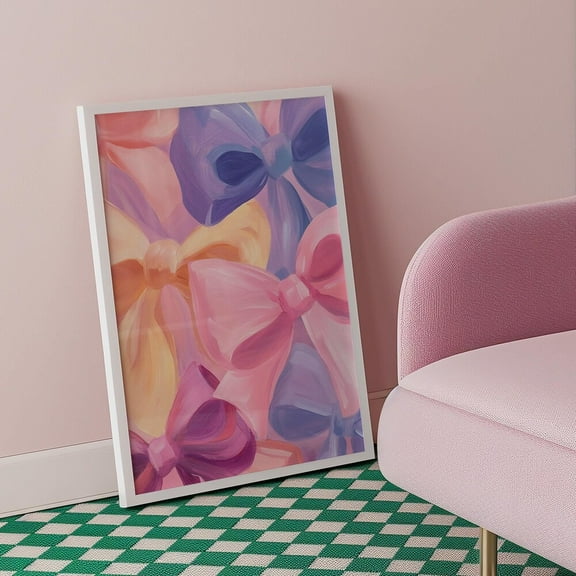 Colorful Abstract Bows Wall Art, Printable Coquette Apartment Decor, Y2K Art Print, Printable Preppy Art, Girls Dorm Room Decor, Cute Prints NO FRAMED POSTER