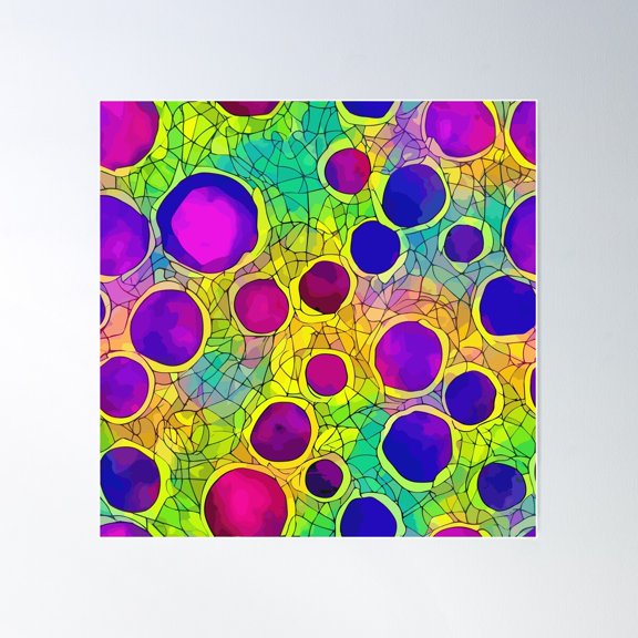 Colorful Abstract Bubbles Poster Wall Art, Modern Wall Decor For Living Room Bedroom, 24x24 UNFRAMED