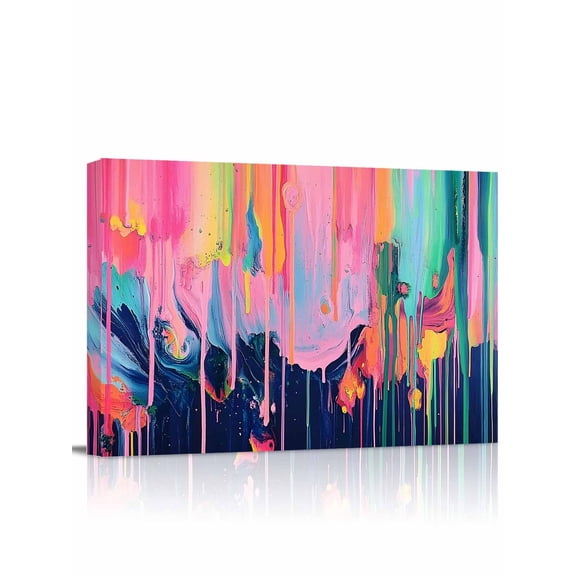 Colorful Abstract Canvas Print Wall Art Hand Drawn Graffiti Framed Canvas Art Wall Decor Modern Pictures Painting Morden Artwork for Living Room Bedroom, Ready to Hang - 12"x16"