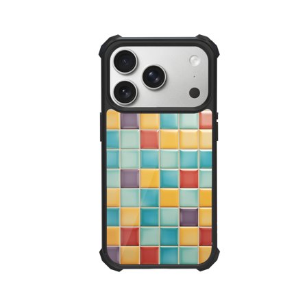 Colorful Abstract Ceramic Pattern Geometric Shockproof Case For iPhone 12 13 14 15 16 Pro Max Series – TPU Bumper + Hard PC Back, Air-Cushion Corners