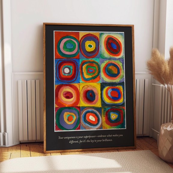 Colorful Abstract Circles Art Poster - Embrace Uniqueness Wall Art - Bright Colors Inspirational Artwork - Poster Or Print Wall Art, Modern Wall Decor, 8x12 UNFRAMED