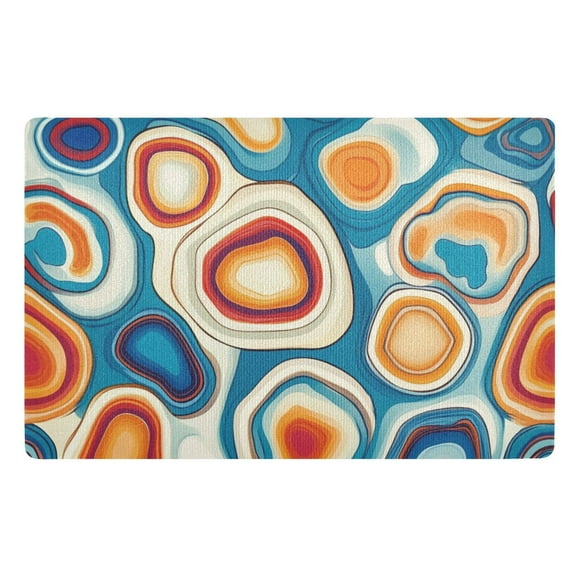 Colorful Abstract Circles Floor Door Mat Outdoor Indoor for Home Entrance Welcome Mats 32"x20"