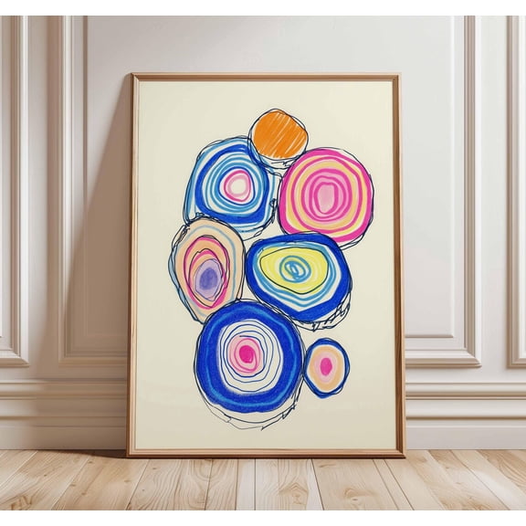 Colorful Abstract Circles Poster Modern Geometric Wall Art Bold Art, Unframed Poster