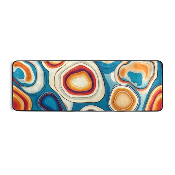 Colorful Abstract Circles Runner Rug for Hallways Kitchen Non Slip 2'x 6' Washable Hall Carpet for Bedroom Entryway Laundry Room