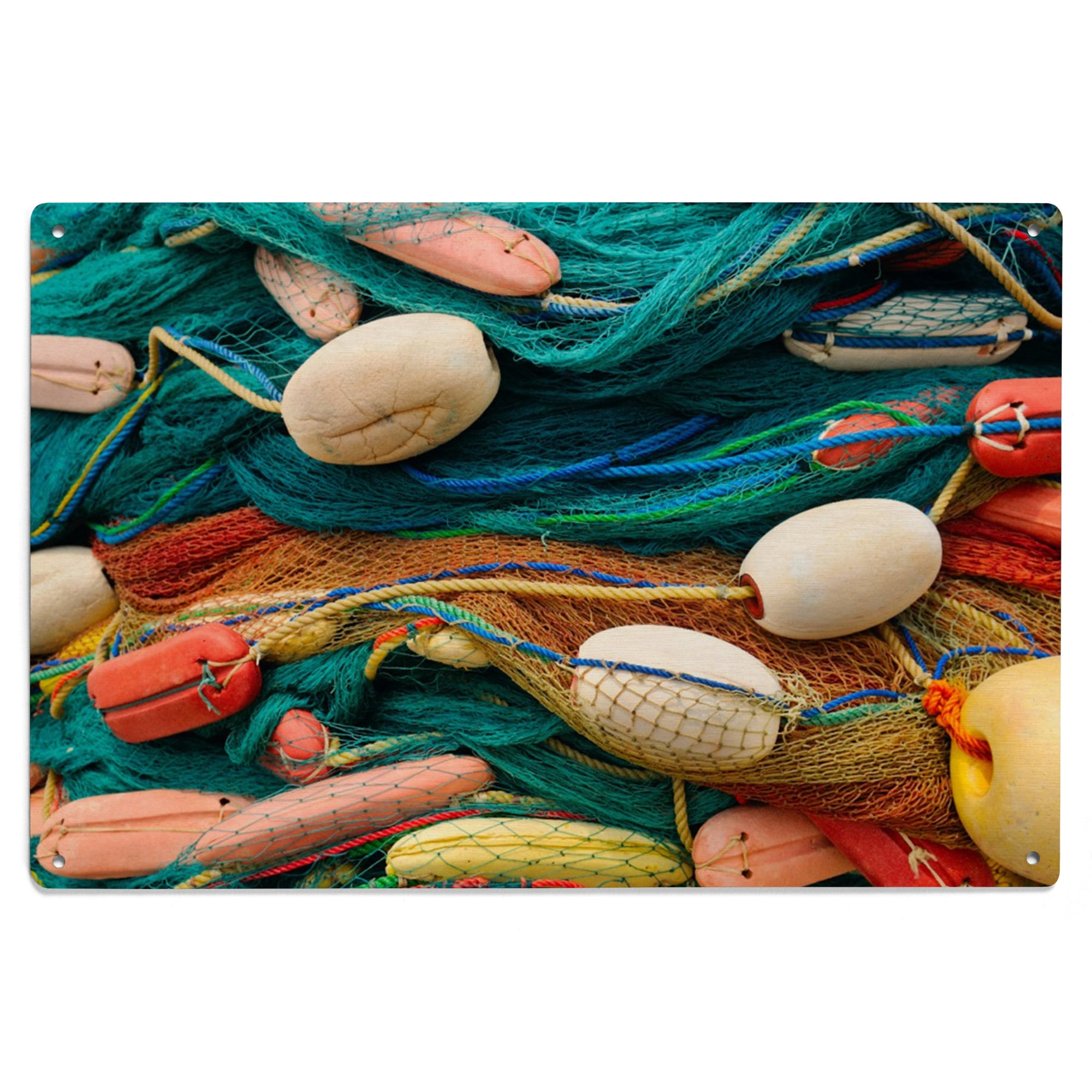 Fish Net Abstract Colorful Abstract Colorful Display of Fishing Nets and Buoys ...