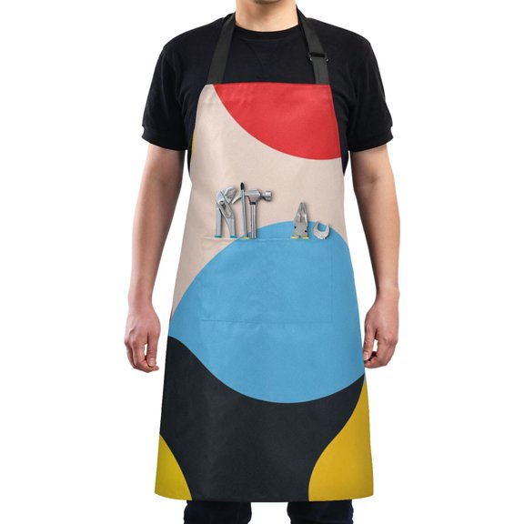 Colorful Abstract Design Chef Kitchen Apron with Pockets for Women Waterproof Aprons for Cooking Baking