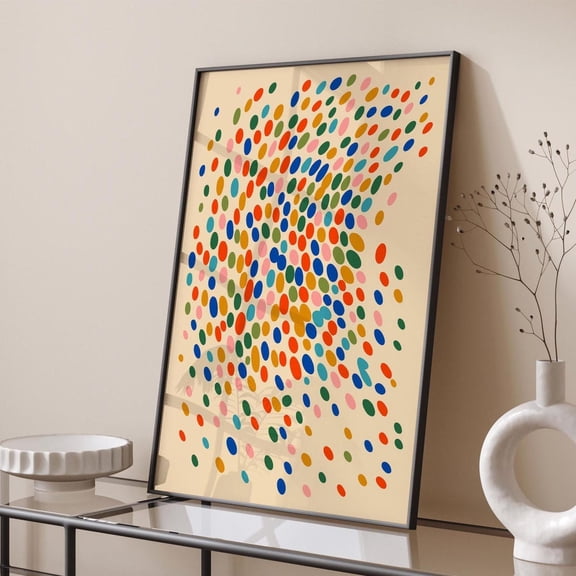 Colorful Abstract Dot Poster Swirling Oval Pattern Wall Art, Unframed Paper Poster 8x10in