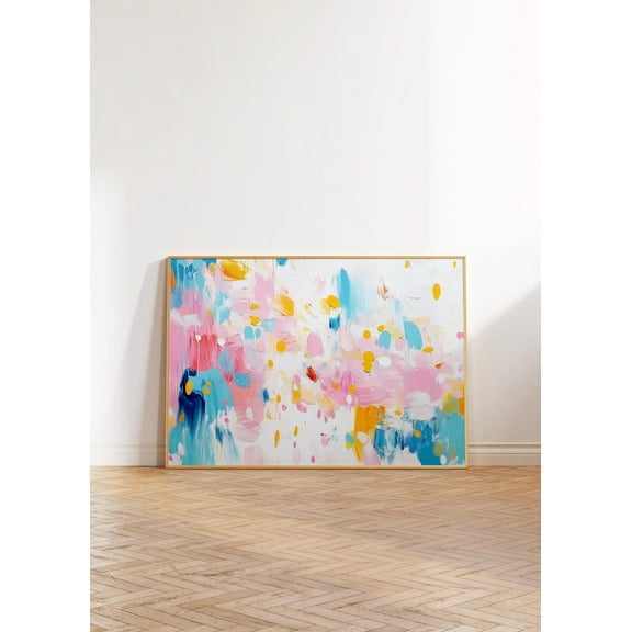 Colorful Abstract Dots Wall Art, Soft Pastel Acrylic Decor, Preppy Modern Print, Girl Dorm Room Art, Contemporary Apartment Decor Wall Art, Modern Wall Decor, 24x36 UNFRAMED