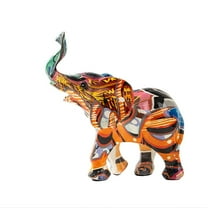 Colorful Abstract Elephant Figurine – Handcrafted Resin Sculpture, Modern Home Decor Accent, Unique Art Ornament, Gift for Animal Lovers