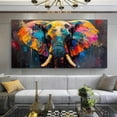 thumbnail image 1 of Colorful Abstract Elephant Framed Canvas Wall Art 48x24 Inch Bold Modern Animal Print for Living Room Bedroom Office Decor, 1 of 5
