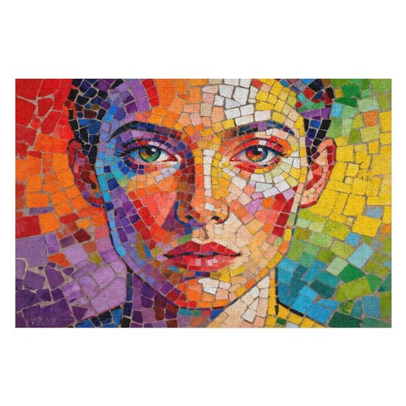 Colorful Abstract Face 500 Pieces Puzzle for Adults, Artistic Indoor Jigsaw, Family Fun and Party Game, Mind-Relaxing Activity, Decorative Home Artwork, Finished Size 20.5x15 in