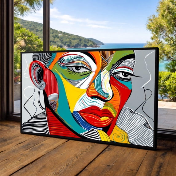 Colorful Abstract Face Art Modern Expressionist Wall Art Home Decor ...
